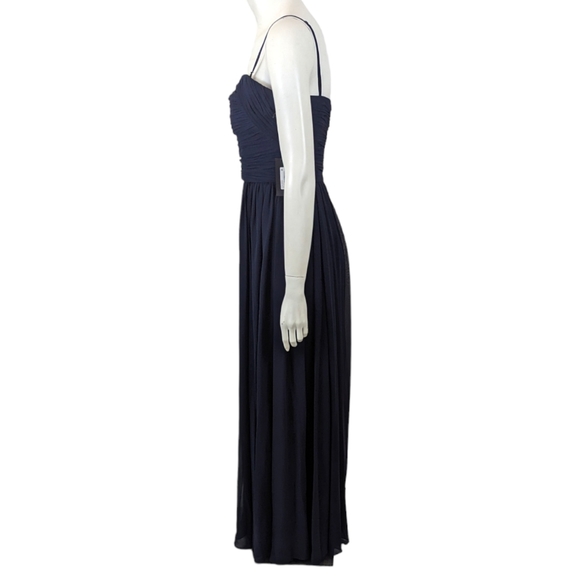 Vera Wang Dress Chiffon Long Gown Navy Blue Strapless Formal Black Tie Womens 6 - Picture 6 of 13